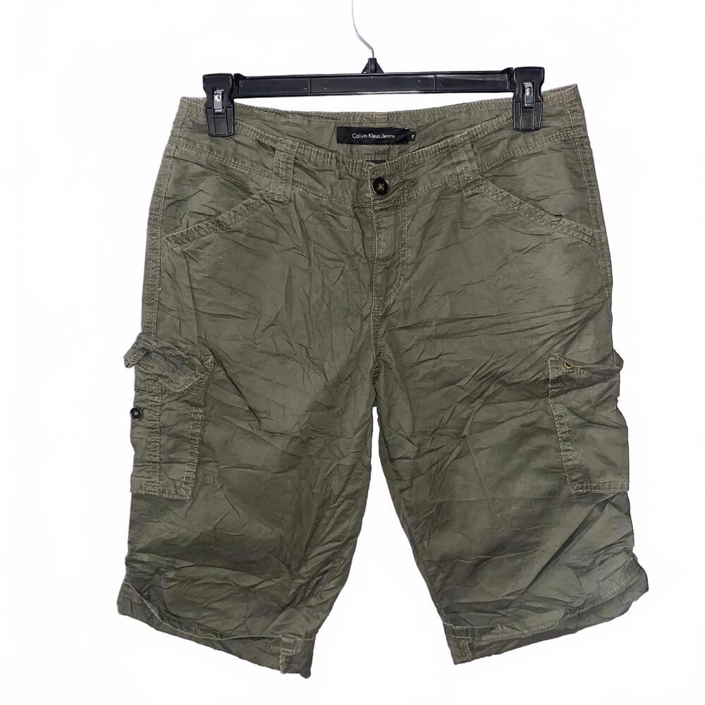 Calvin Klein Cargo Shorts 10 Olive Y2K Utility Minimal Casual Streetwear